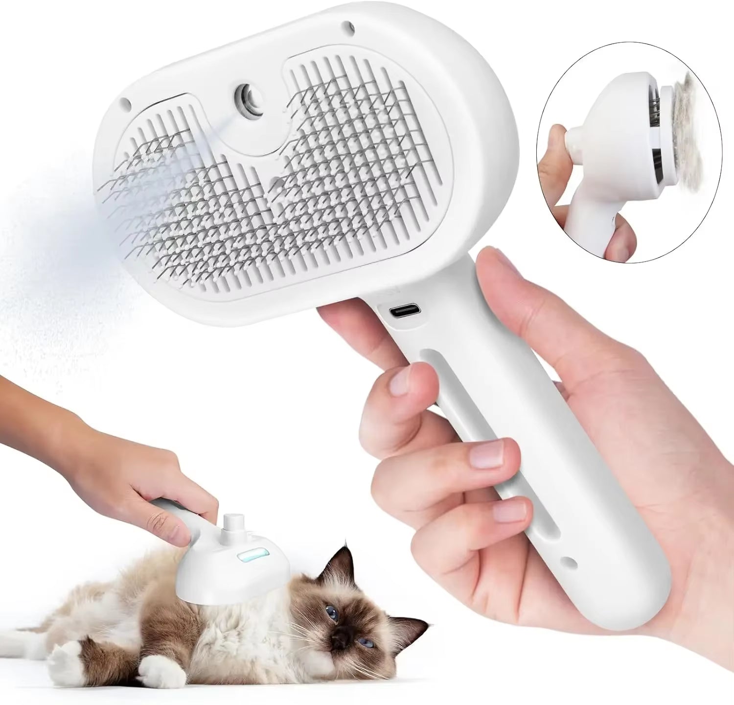 Transform Your Cat's Grooming Routine with the 3-in-1 Ultimate Cat Steam Brush - Effortless Hair Removal & Pampering!