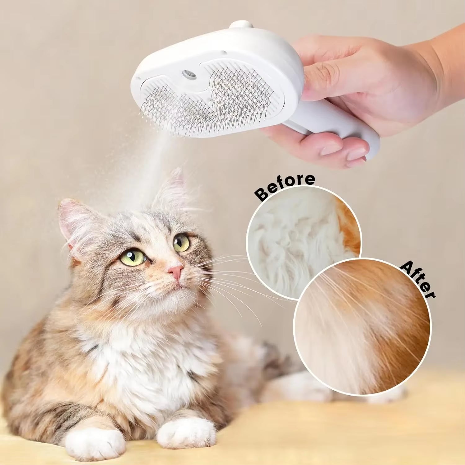 Transform Your Cat's Grooming Routine with the 3-in-1 Ultimate Cat Steam Brush - Effortless Hair Removal & Pampering!